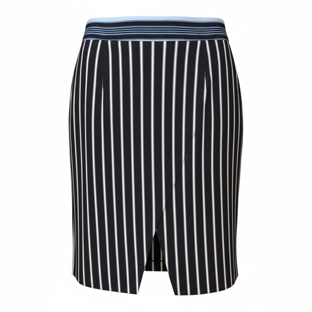 Loft NWT navy striped front slit skirt, size 10P